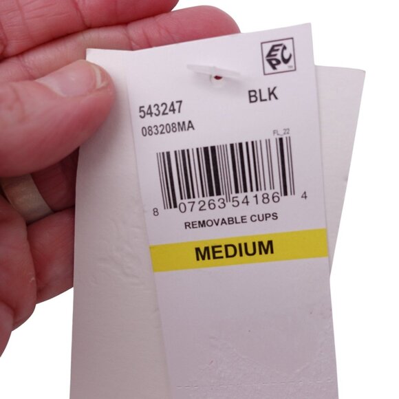 NWT Becca Modern Edge Convertible Ribbed Bikini Top Sz M Black Removable Cups - Picture 7 of 11